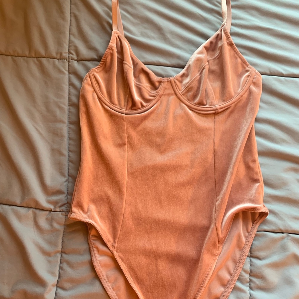 Purple velvet body suit